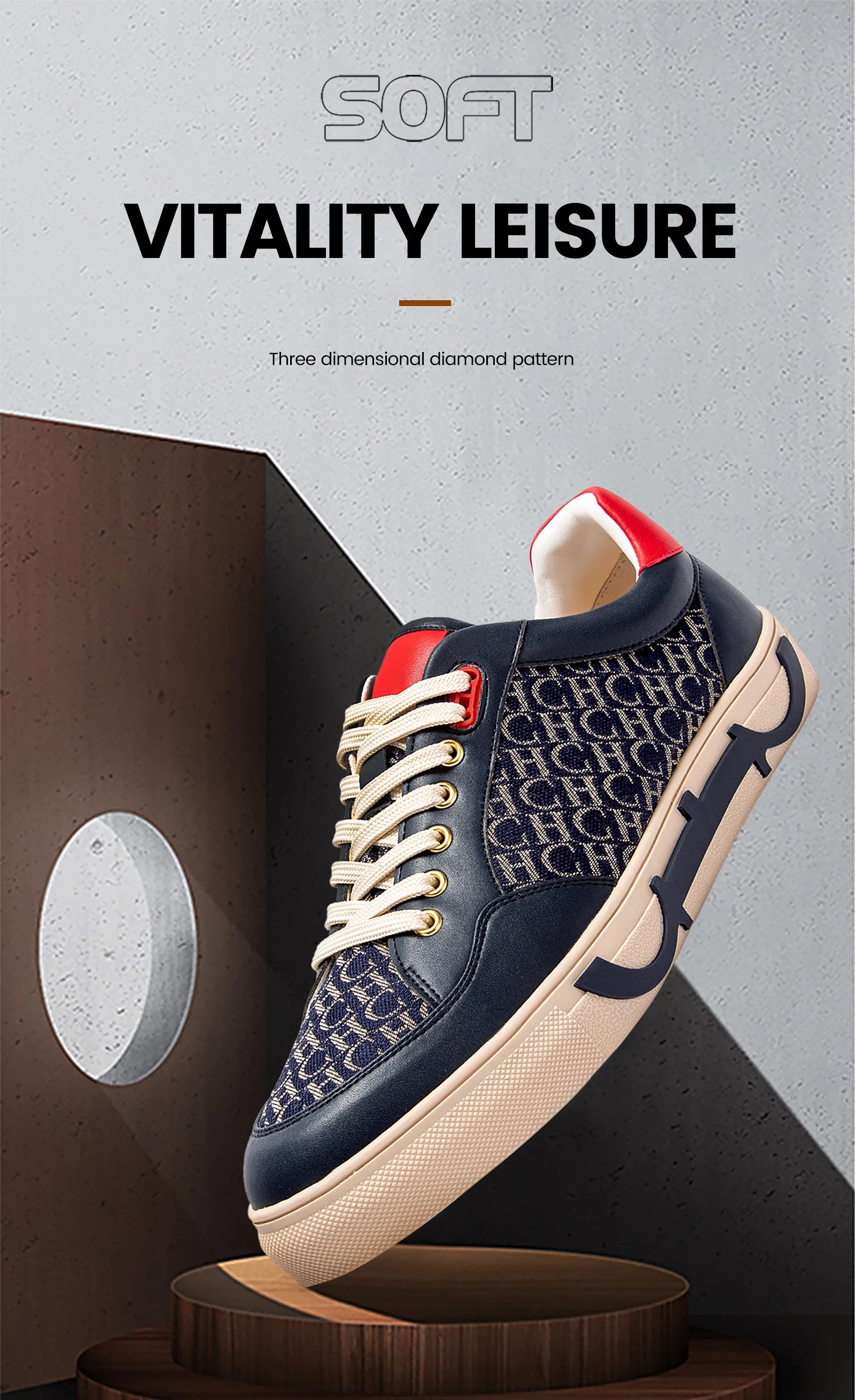 Popular men's casual shoes luxury brand flat lace-up shoes monogrammed breathable comfortable casual shoes