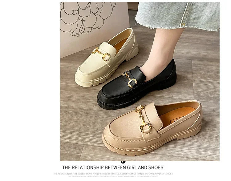 New Lefu Slippers Summer Spring Women's Home Anti-slip Vintage British Style Net Red Vintage Small Golden Buckle Head Shoes