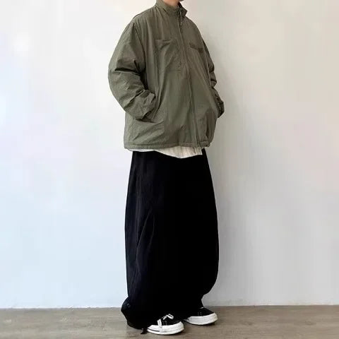 Japanese Style Functional Paratrooper Casual Pants Men Women's Preppy Vintage Versatile Loose Fit Straight Leg Bell Bottoms Work