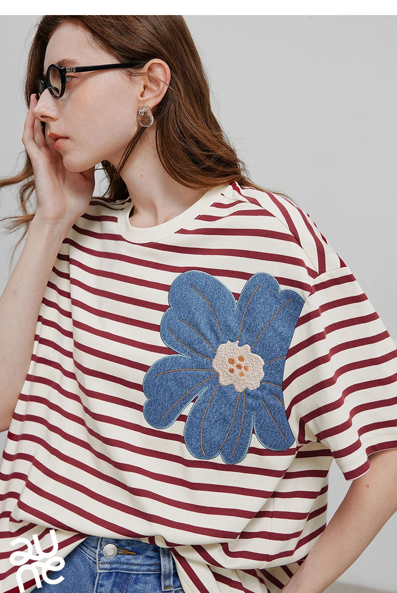 TOYOUTH Women Short Sleeve T shirt 2025 Spring New Tops 8521034