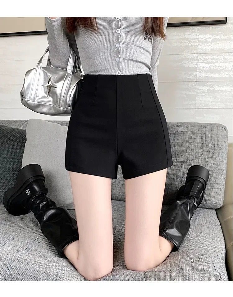 Women's High-waisted Petite Black Outer Wear Shorts 2024 Summer New Style Lost Underwear Cheeky Curvy Hot Pants