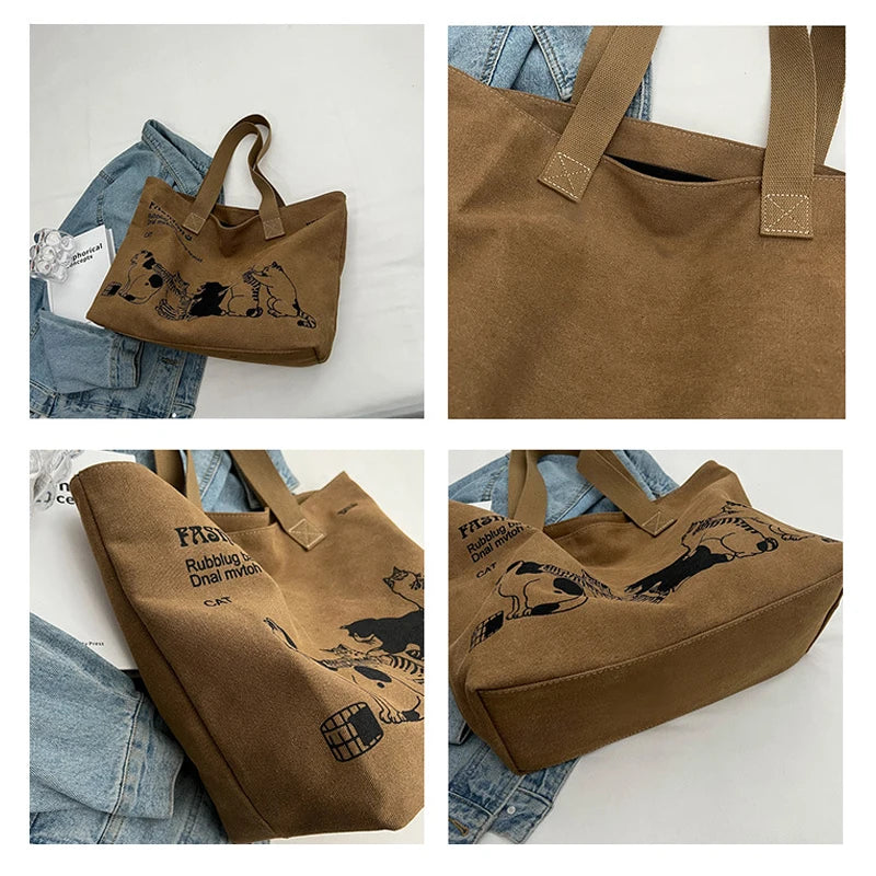 Women's Canvas Tote Bag Fashionable Spacious Durable Shoulder Bag with Zipper Closure and Classic Design Perfect for Work