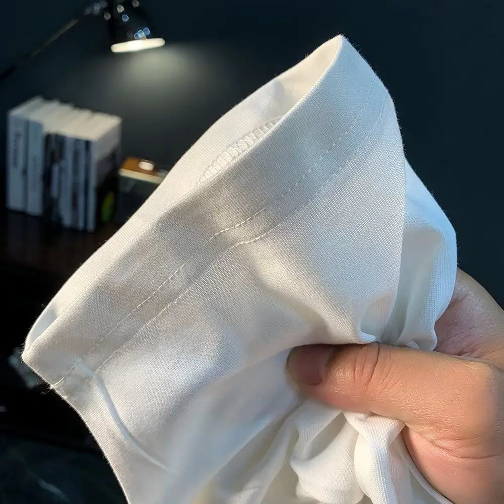 Summer Men's Cotton T-shirt Oversized Loose  Retro Trendy Printed Top High Quality Men's Clothing High Street Fashion Sweatshirt