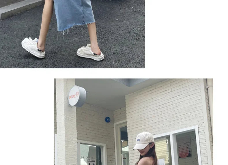 Mid-Length Denim Mini Skirt for Women High Waist Slimming Split Knee-Length Summer Trendy Cotton Half Body Skirts