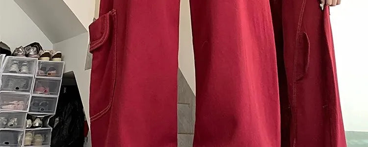 Streetwear Casual Cargo Pants for Women 2025 New Bottoms Straight Trousers Fashion Pockets Korean Pantalon Femme