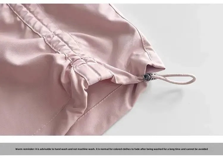 American Style Women's Summer Cargo Pants With Bowmint Green Drawstring Casual Bell Bottoms New 2024 Fashion Trend Long Pants