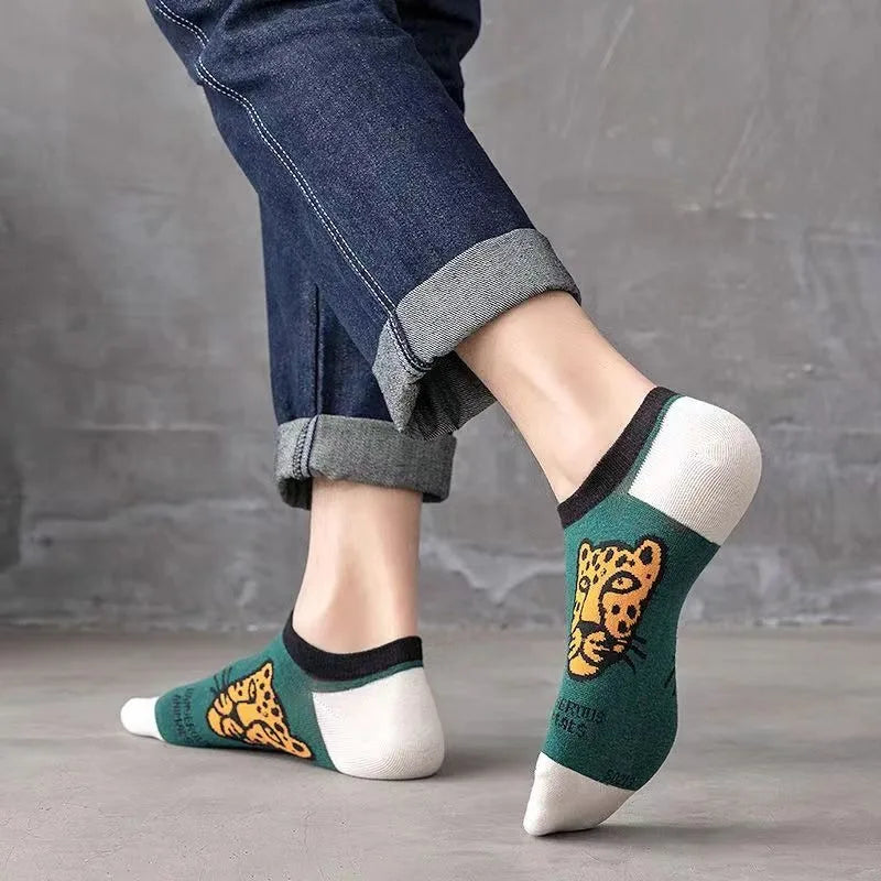 10 Pairs Of Casual Trend Ankle Socks For Men And Women, Comfortable, Breathable And Cute Cartoon Summer Couple Boat Socks