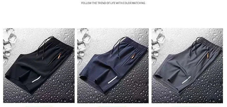 Summer Men Shorts Ice Silk Running Gym Sport Shorts Quick Dry Breathable Beach Short Pant Fitness Jogging Cool Casual Sportswear