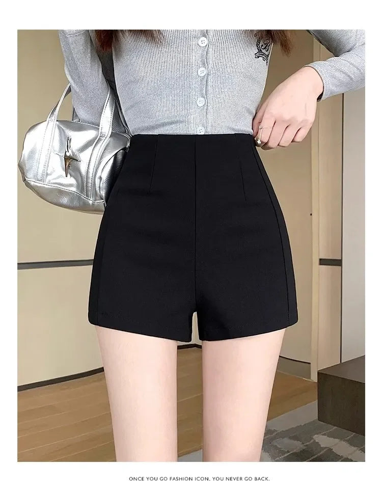 Women's High-waisted Petite Black Outer Wear Shorts 2024 Summer New Style Lost Underwear Cheeky Curvy Hot Pants