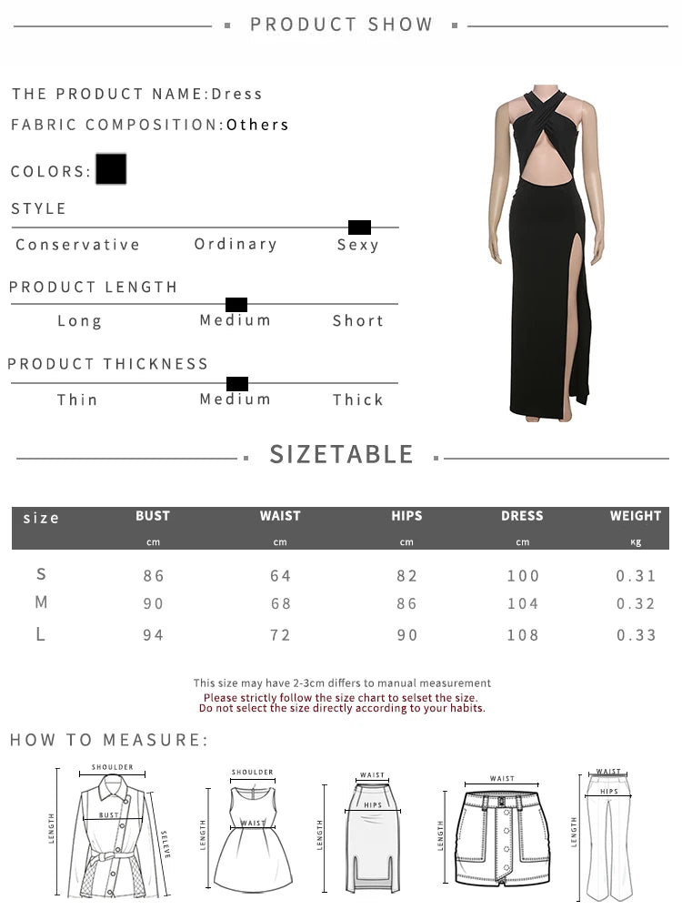 Nibber High Splits Maxi Dress Women Sexy Backless Irregular Hollow Cross Knot Skinny Midnight Prom Party Temperament Outfits