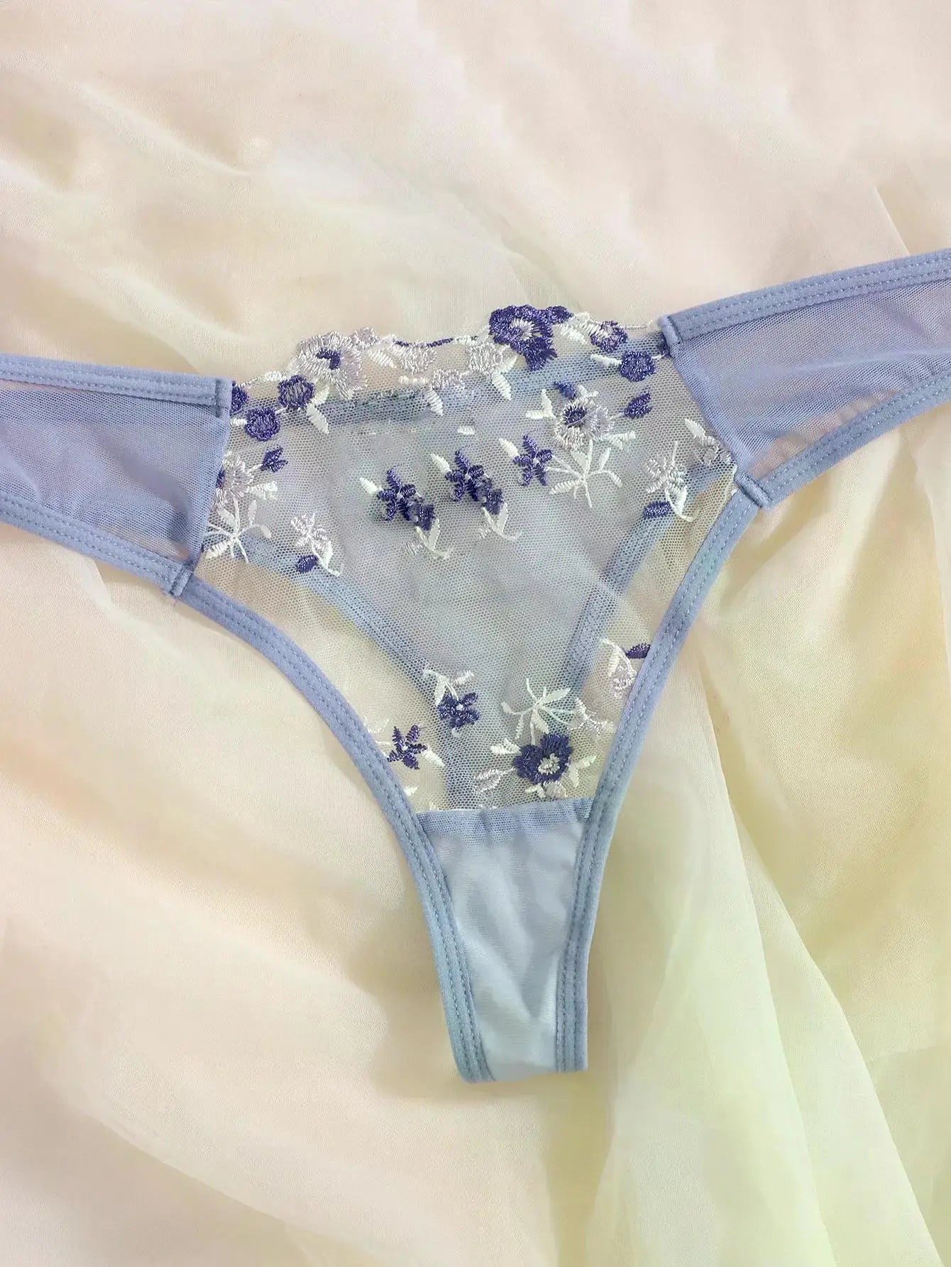 Transperant Lingerie Set Women Mesh Net Sexi Lenceria Sensual Mujer Bra Sets Embroidery Floral Underwired