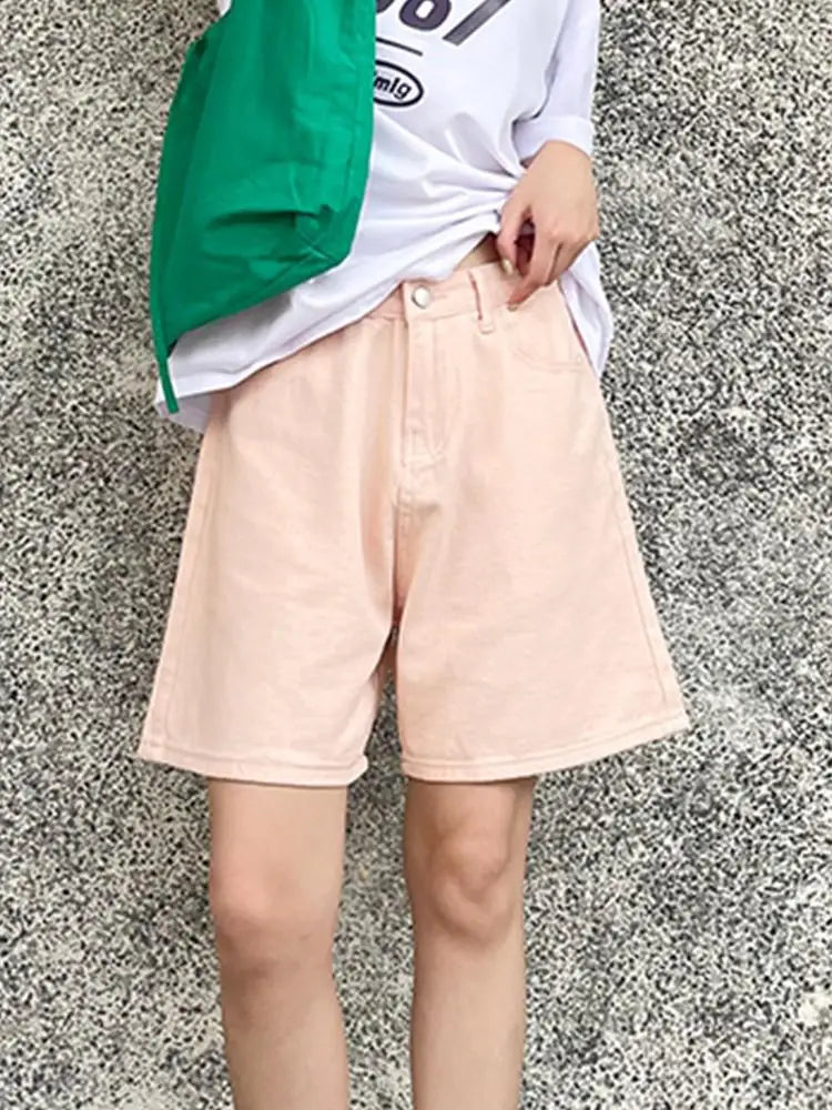 GUUZYUVIZ-Women's High Waist Denim Shorts, Oversized Casual Jeans, White Wide Leg Short Pants, Spring 2022