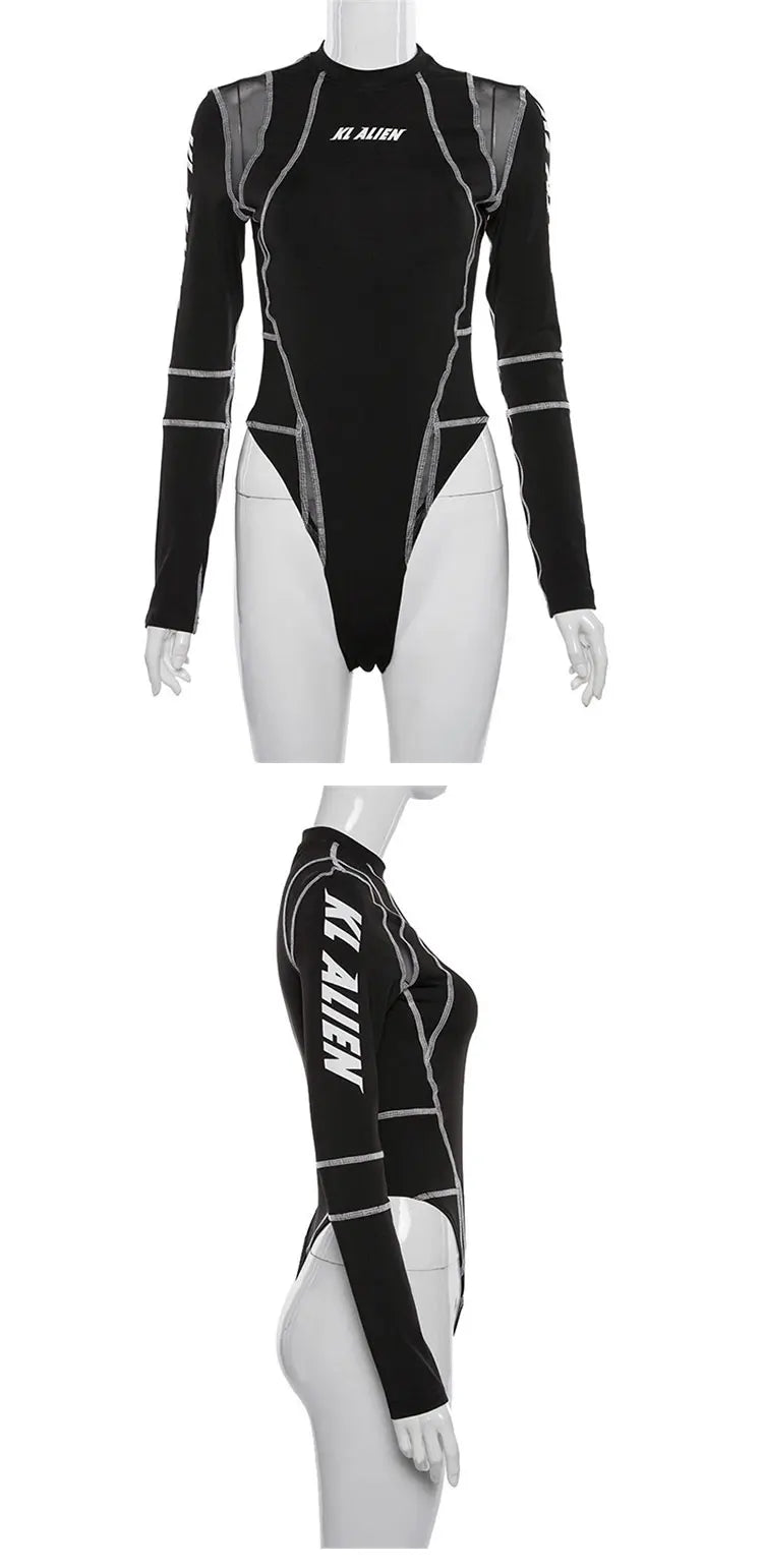 American Style Spicy Girl Long Sleeve Round Neck Bodysuits Women's 2024 Summer New Sexy Pure Desire Niche Slim Top ONCL