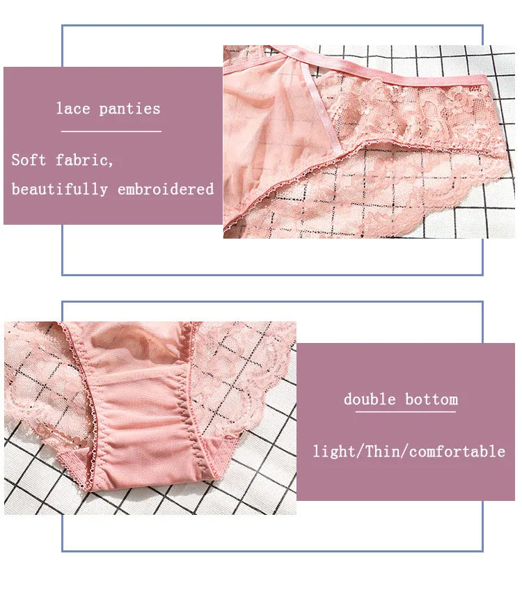 Logirlve Top Ultra-thin Underwear Set Push-up Bra And Panty Sets Hollow Brassiere Gather Sexy Bra Transparent Lace Lingerie Set