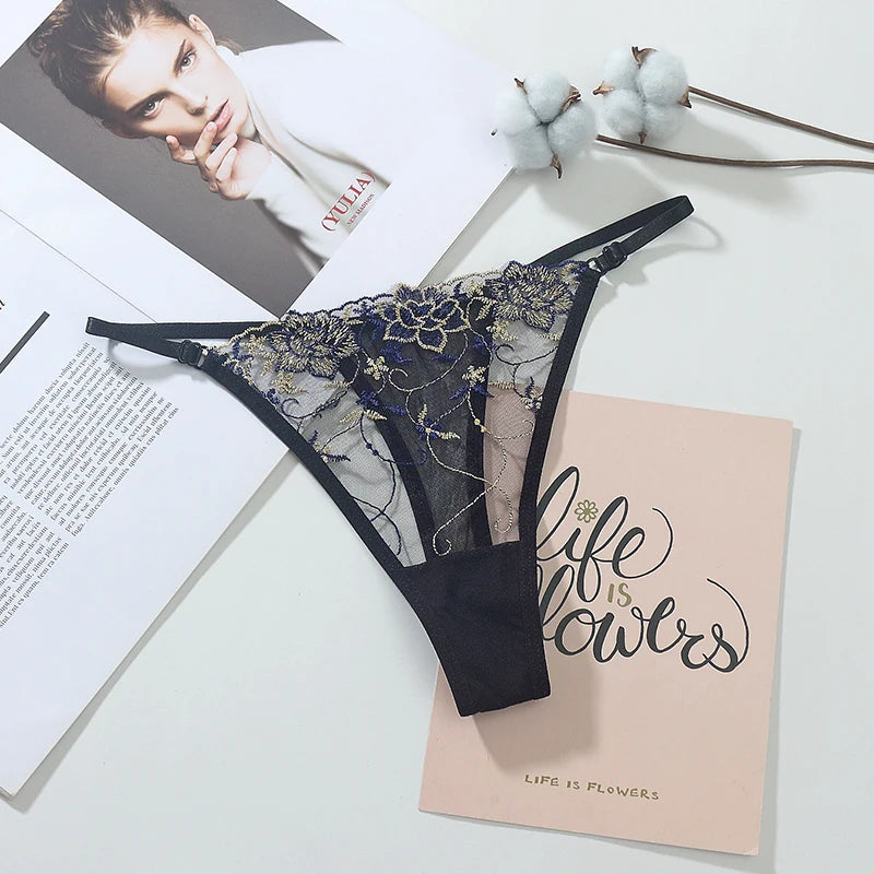 Women Lace Thong G-string Panties Sexy Floral Underwear Transparent Women's Panties Female Underpants Lingerie
