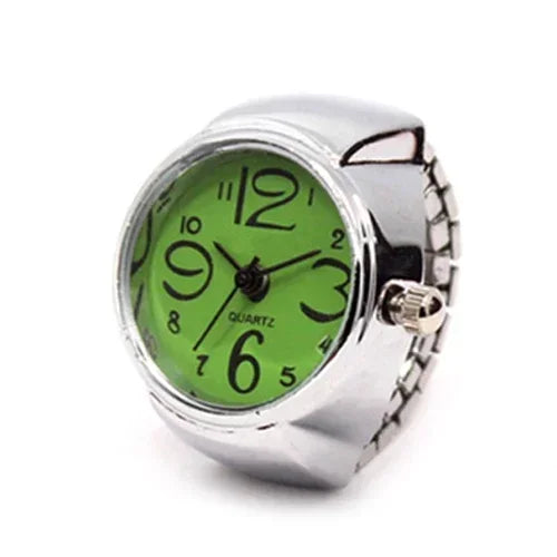 Colorful Watch Ring Women Men Retro Sliver Pointer Quartz Clock Finger Rings Punk Alloy Strap Watches Jewelry Accessories