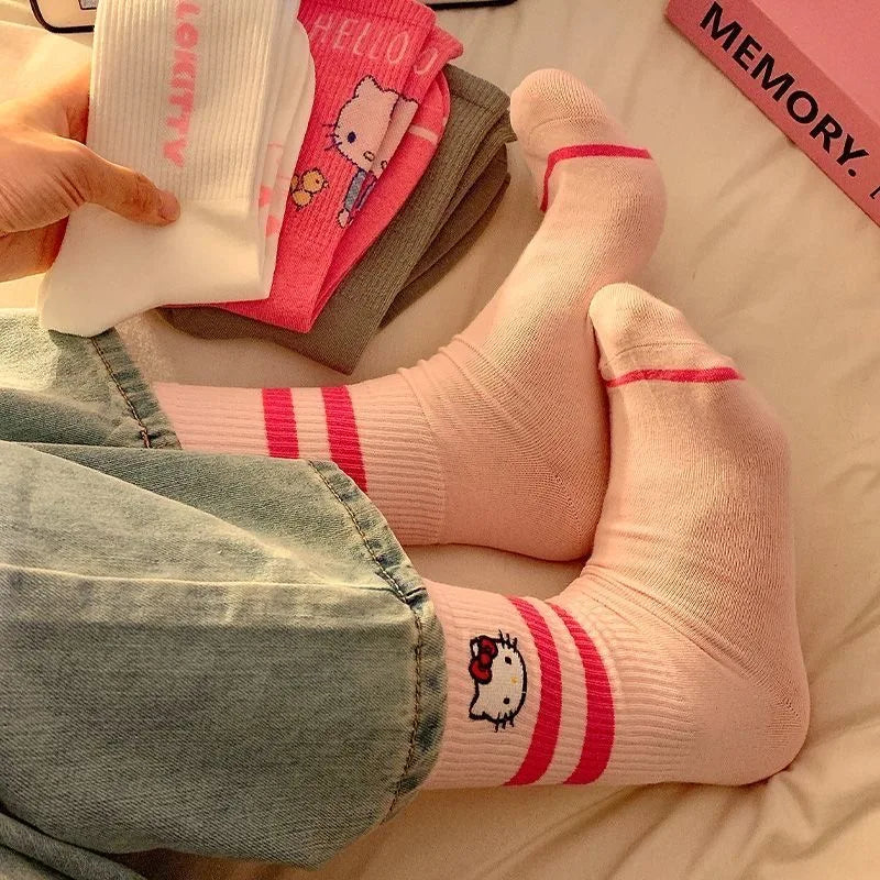 Sanrio Hello Kitty Winter Autumn Warm Socks Children Long Socks Women Girls Costume Accessories Hello Kitty Things Y2K Sock 2024