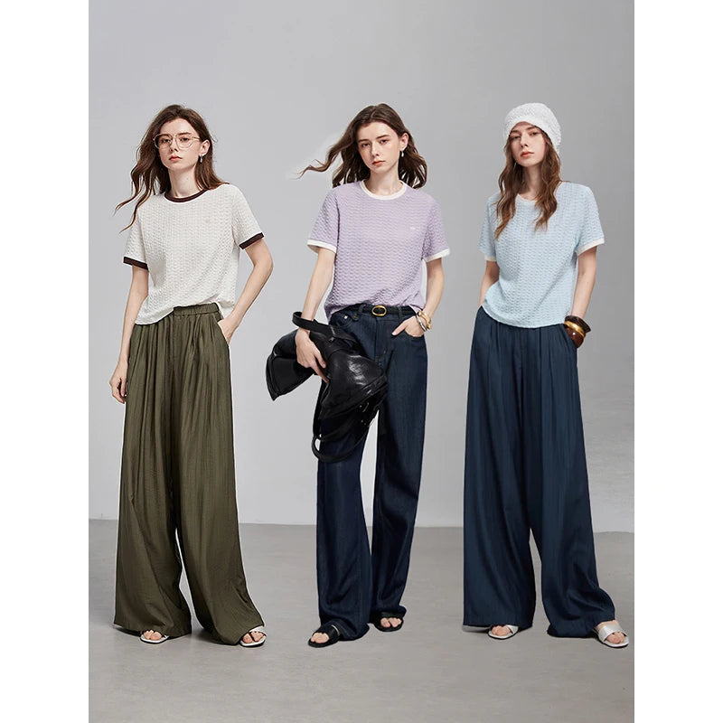 TOYOUTH Women Short Sleeve T shirt 2025 Spring New Tops 8521006