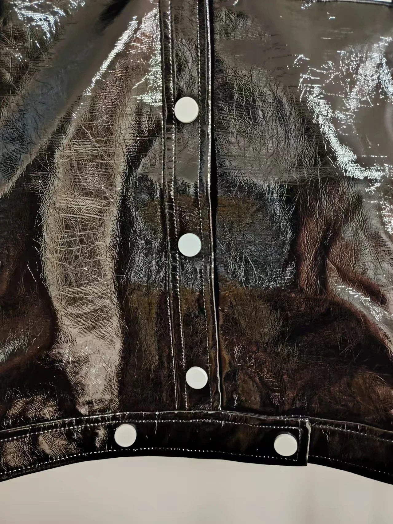 ort PU Jaet High Collar Bright Surface Color Blo Classic Bestseller Street Sle Long Sve Women's Leather Coat