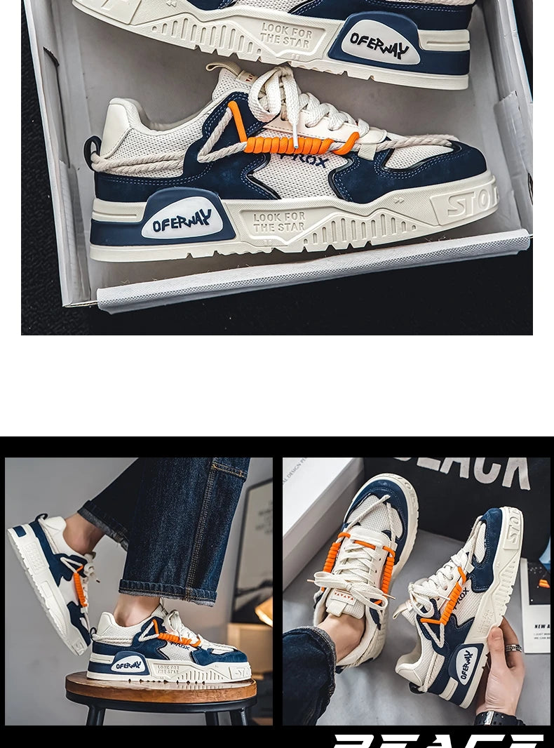 2025 New Summer Men's Shoes Original Casual Flat Shoes Sport Thick Bottom Increased Height Bread Trendy Shoes Skateboard sneaker