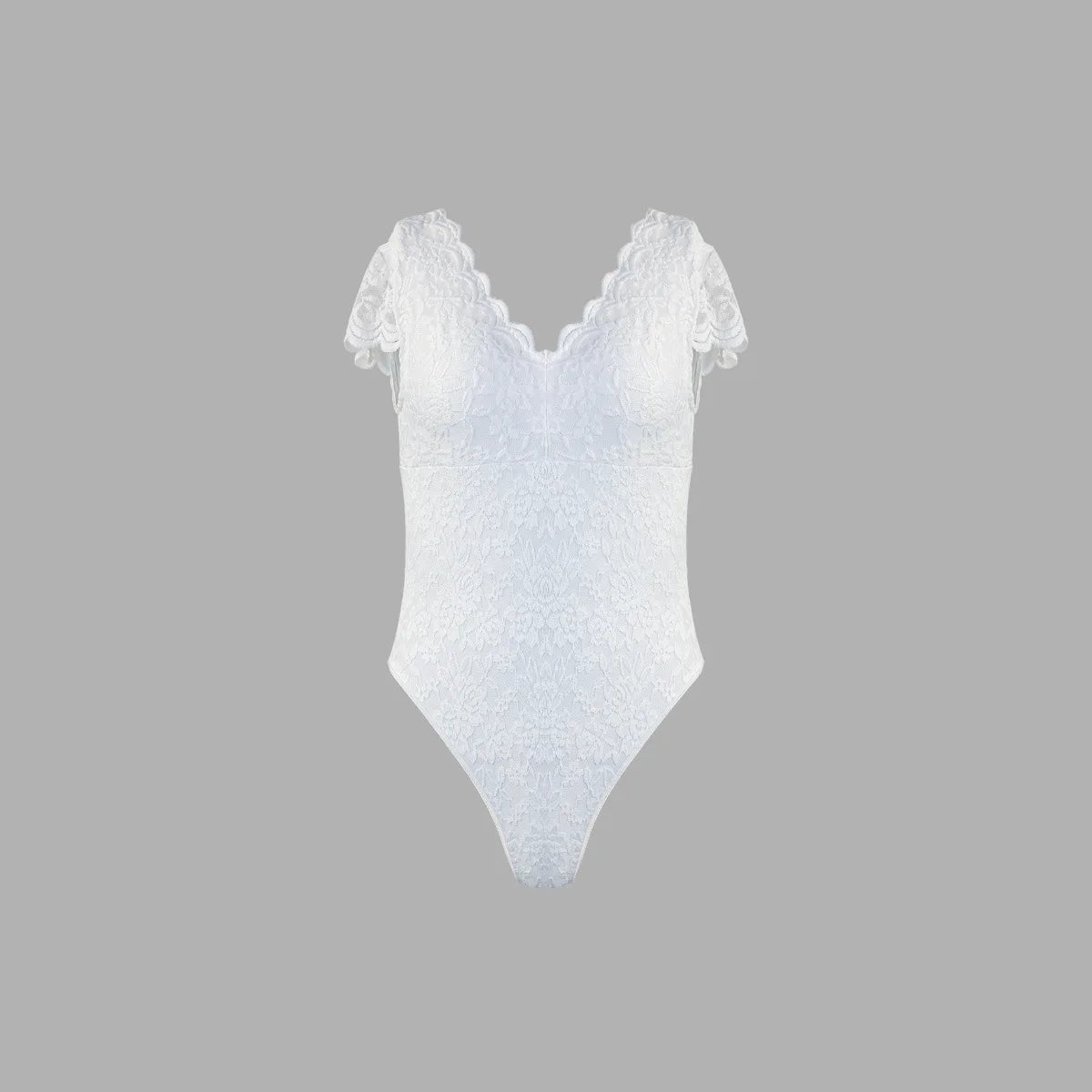 Women's Elegant White Lace Bodysuits Summer One Piece V-neck Jumpsuit Thongs Bodyshaper Tops Fashion Sexy Slim Fitted Shapewear