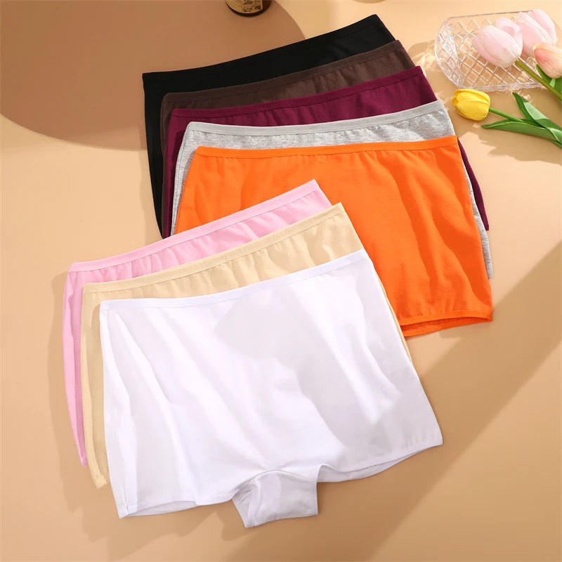 4PCS Women's Panties Cotton Seamless Sports Boxers Underwear Female Solid Color Briefs Cozy Lingerie Intimate Underpants XS-XL