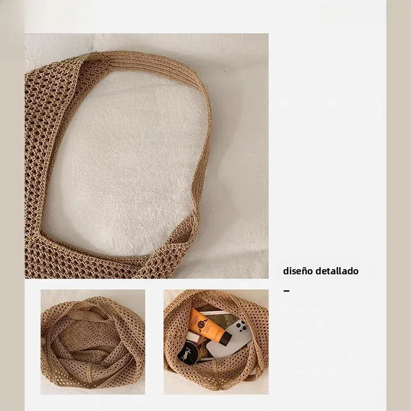 Zar Fendan 2025 Summer New Lazy Weaving Large Capaci Beach Bag Women's Tote Bag Versatile ular Artistic Sle Canvas Bag