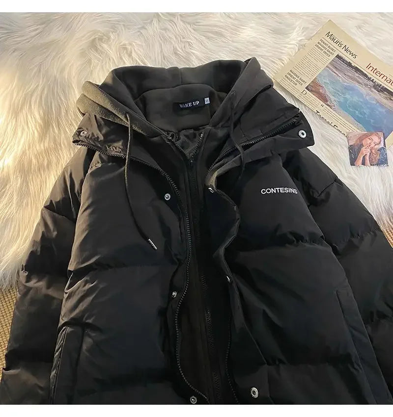 Y2K Multi-functional Fake Two Pocket Zipper Down Jacket Thick Coat Korean Version Winter New Winter Leisure Cotton Clothes Women