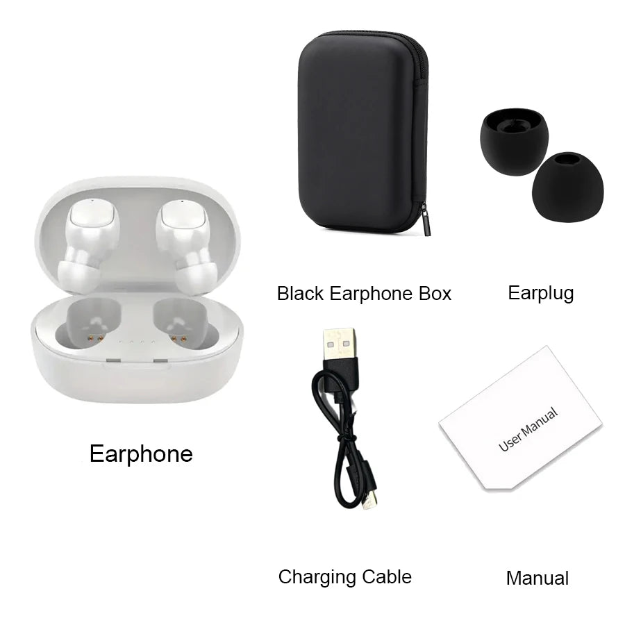 TWS A6S Wireless Bluetooth Headset Earbuds Noice Cancelling Earphone Bluetooth Headphones with Mic for Huawei Xiaomi Redmi
