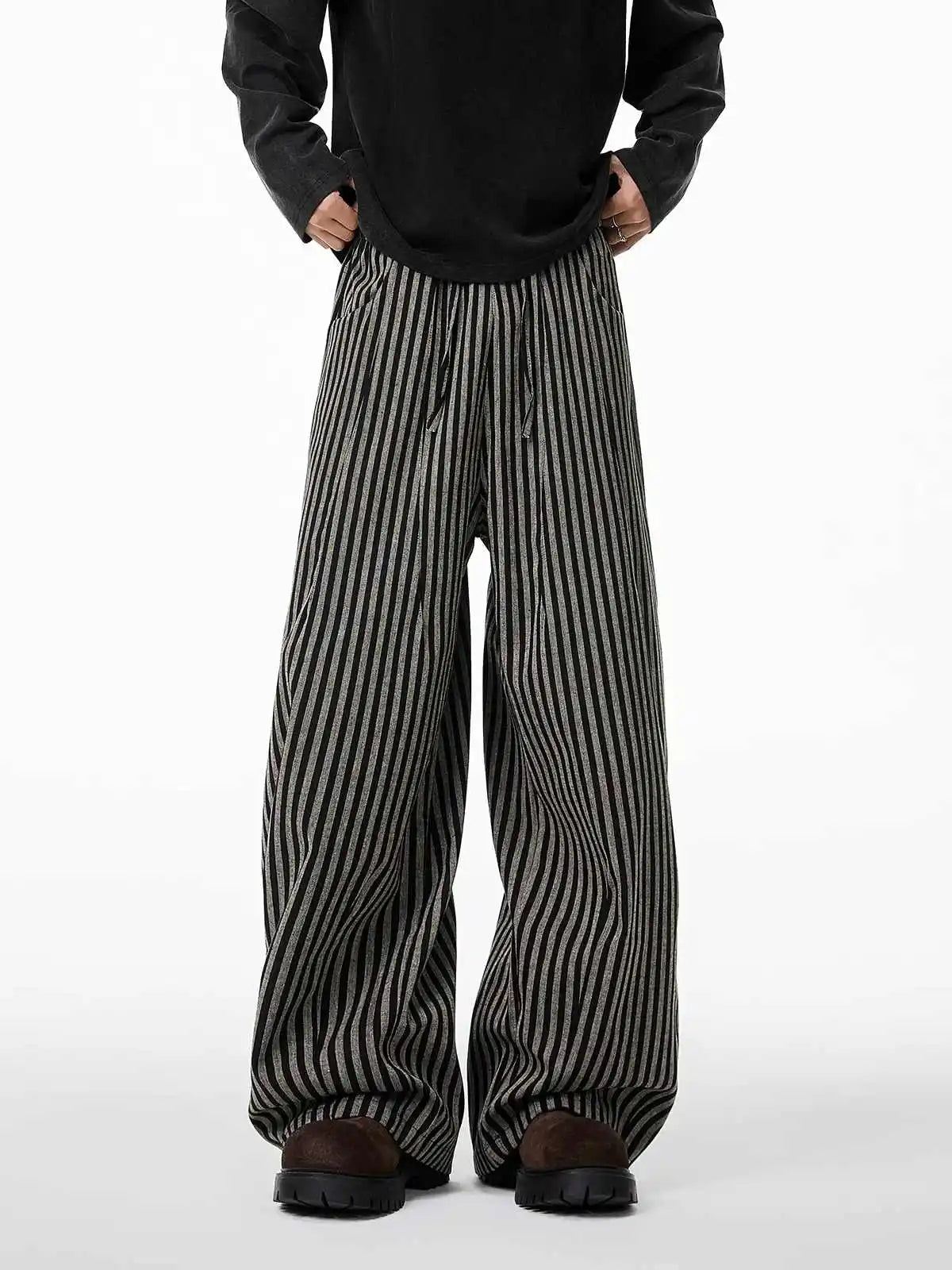 Women's Black Gothic Striped Long Pants Baggy Sweatpants Harajuku Y2k Emo Vintage Oversize Trousers Japanese 2000s Style Clothes