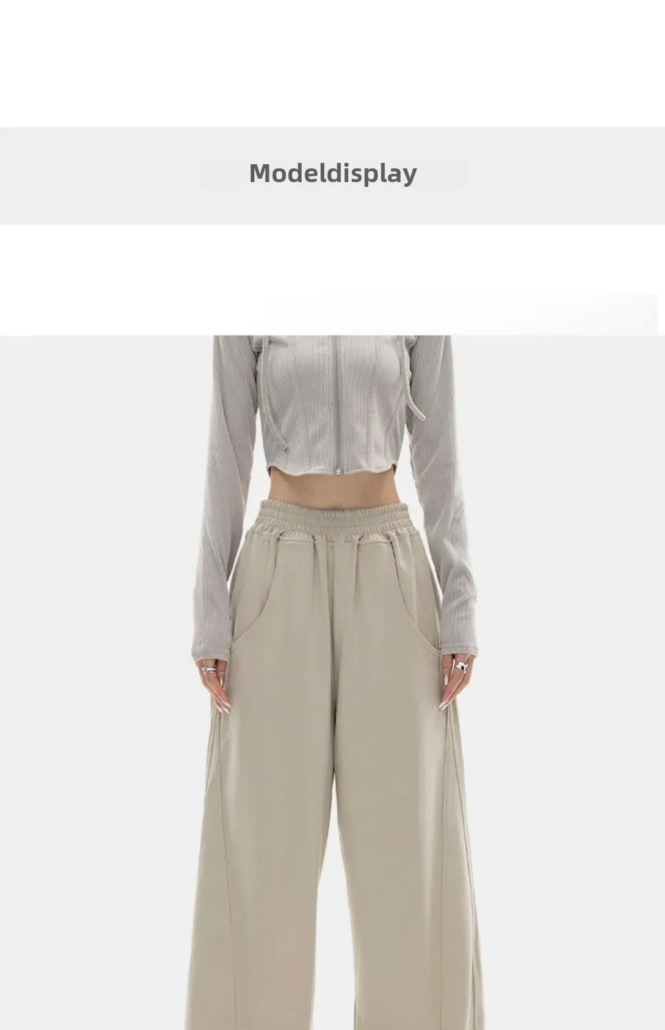 Autumn New Style Light Tawny Women's Sports Pants Loose Sweatpants Banana Shape Hiphop Elastic Waist Wide Leg Trousers