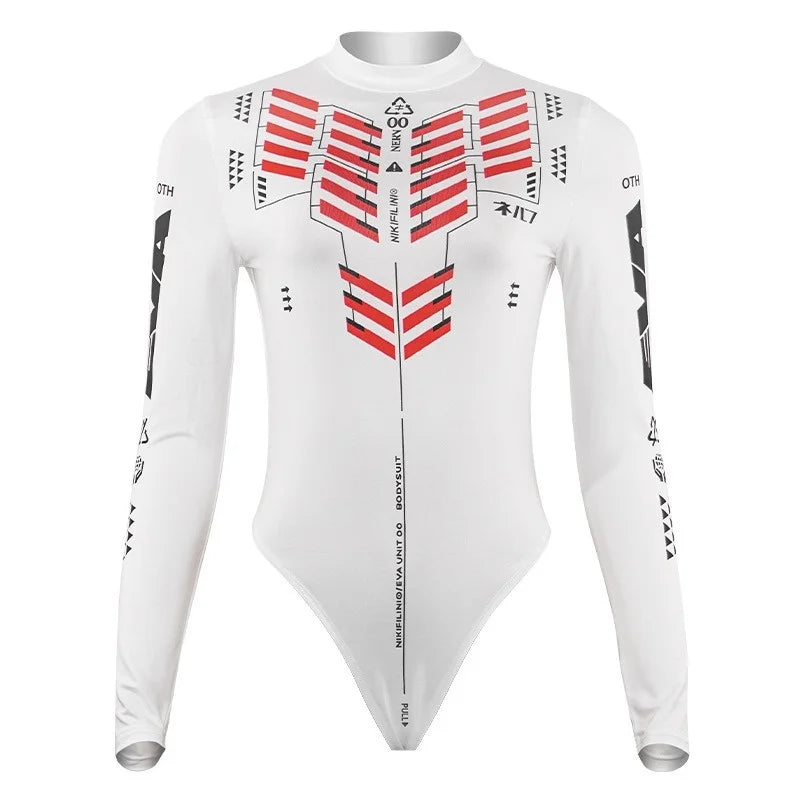 Letters Printing Sexy Bodysuit Lingerie Hot Tops For Women Y2k Clothes Long Sleeve Body Feminino One-pieces Festival Outfits