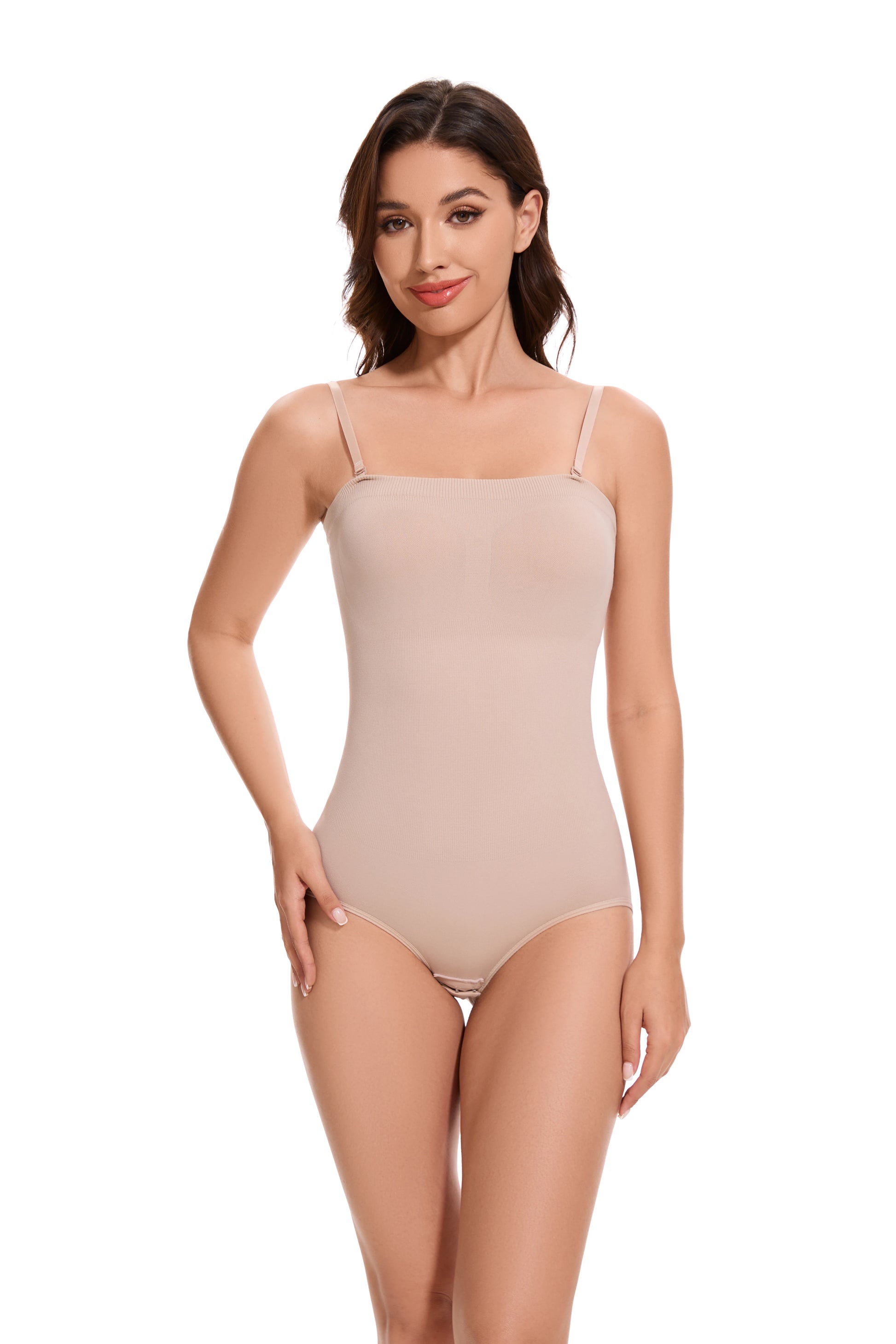 1 Piece Women Shapewear Bodysuit Removeable Shoulder Strap Body Shaper Seamless Tummy Control Slimming Flat Belly for Underwear