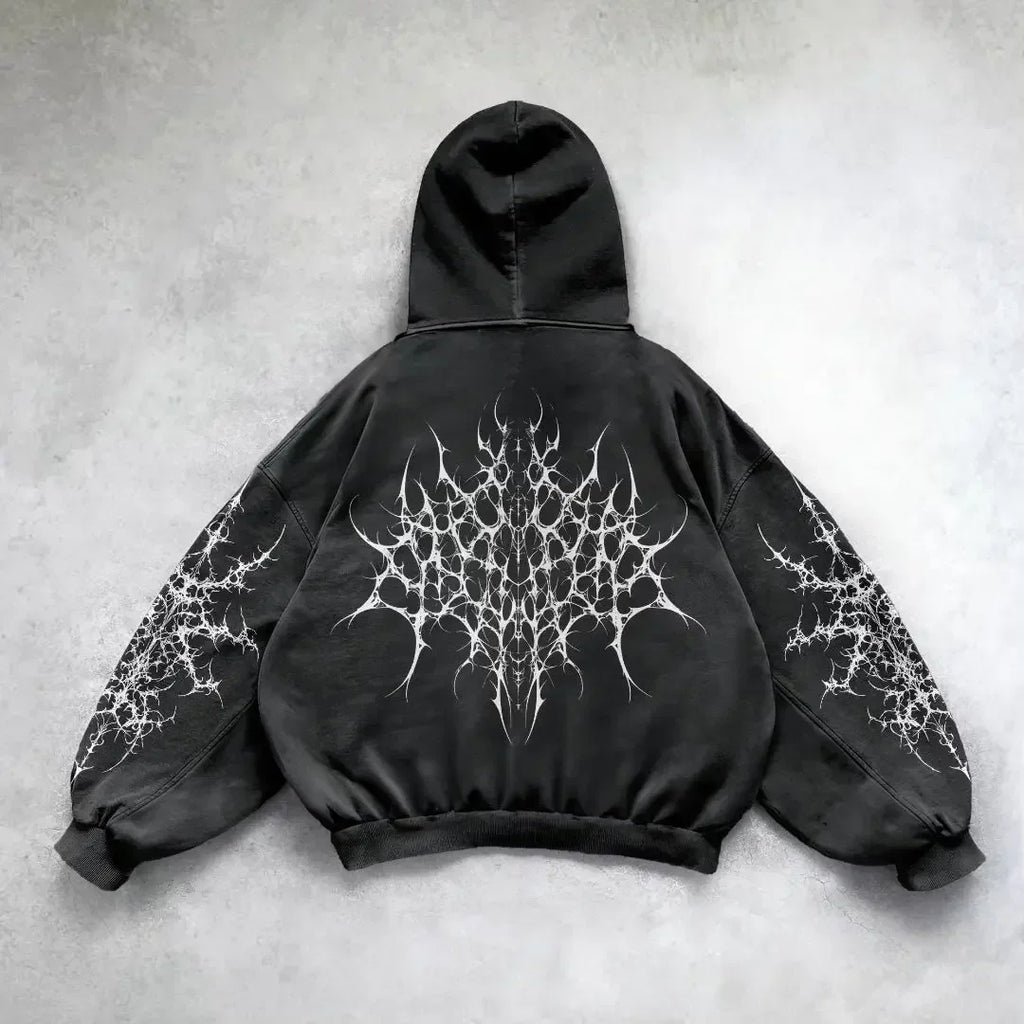 Y2k Zip Up Hoodies Vintage Fashion Print New Harajuku Hip Hop Long Sleeve Coats Loose Hooded Sweatshirt Men and Women Streetwear