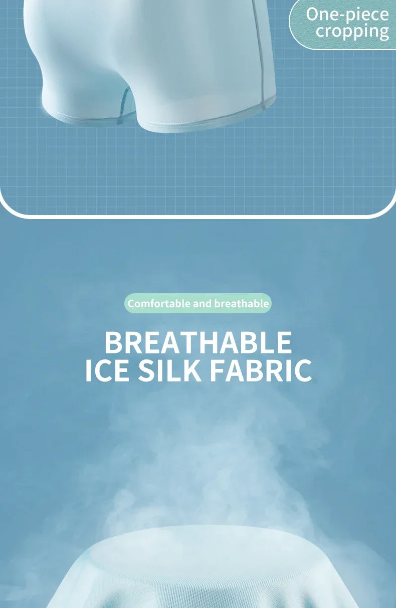 MiiOW 4Pcs Ice Silk Men's Panties Sexy Seamless Man Boxershorts Graphene Antibacterial Men Underwear Breathable Man Boxer Briefs