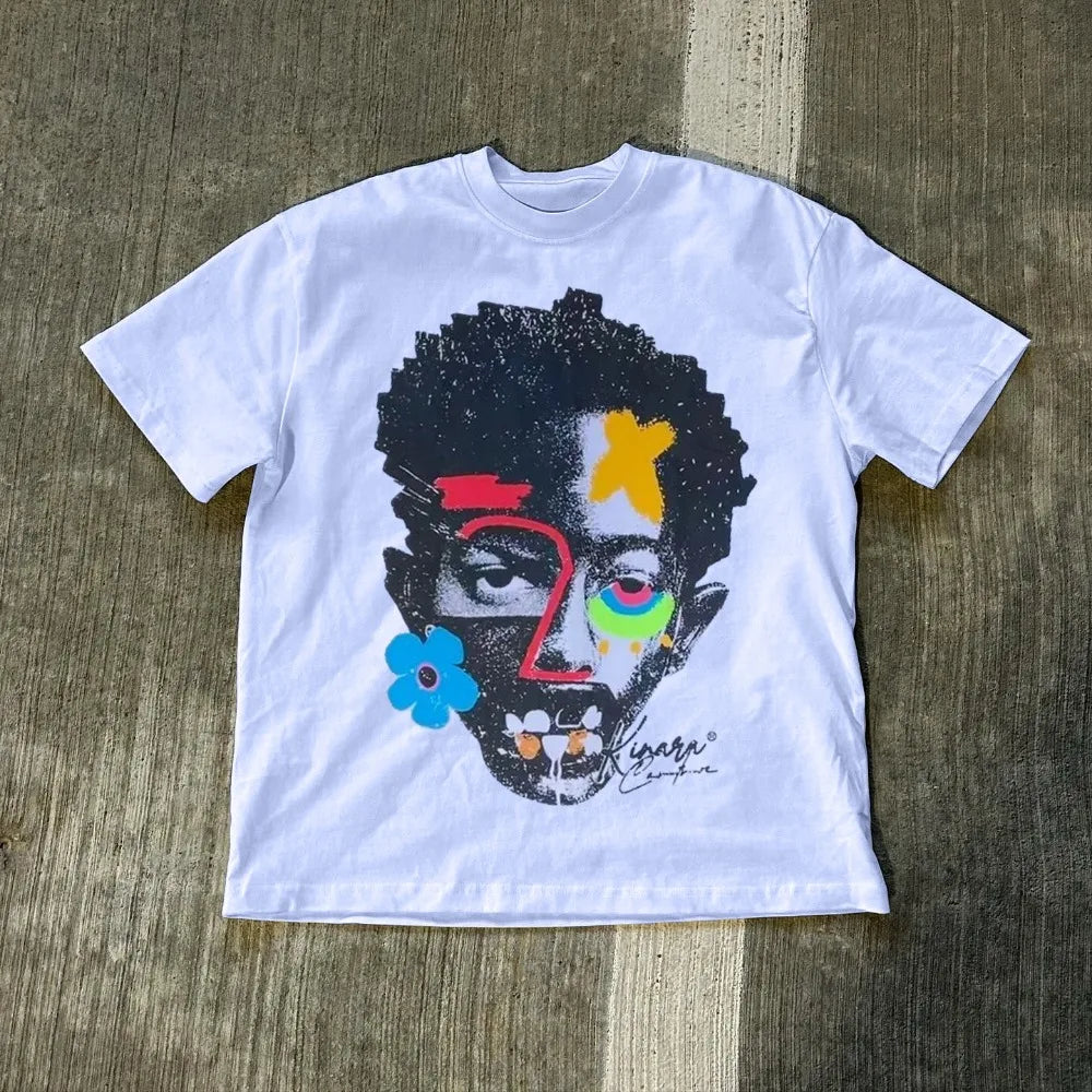 Y2K Trendy Fashion T Shirt Tops Harajuku Goth Character Graphic Print Oversized T Shirt Cotton Short Sleeves Streetwear Clothing