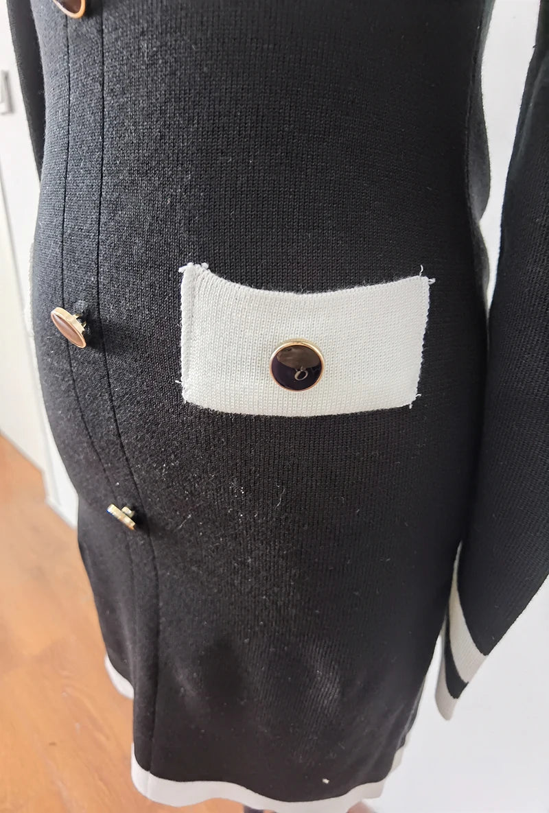 Hot Girl Off Shoulder Long-sleeved Knitted Dress Women's Autumn Fake Two-piece Shirts Spliced Sexy Wrapped Hip Short Dress