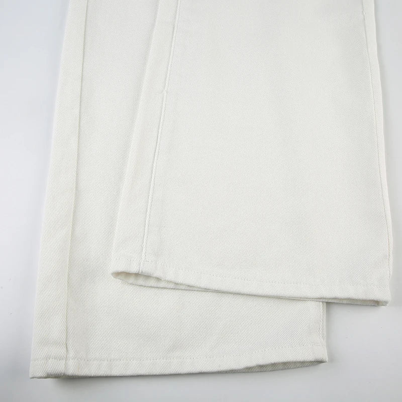 SUCHCUTE White Straight Leg Jeans for Women Casual Low Waisted Slim Denim Pants Fashion All-Match Trousers Streetwear Bottoms