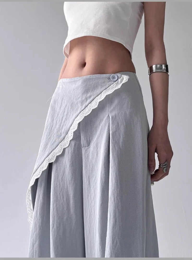 Zoki High Waist Streetwear Loose Pant Women Vintage Loose Design Wide Leg Trousers Casual All Match Summer Bf Hip Hop Pants New