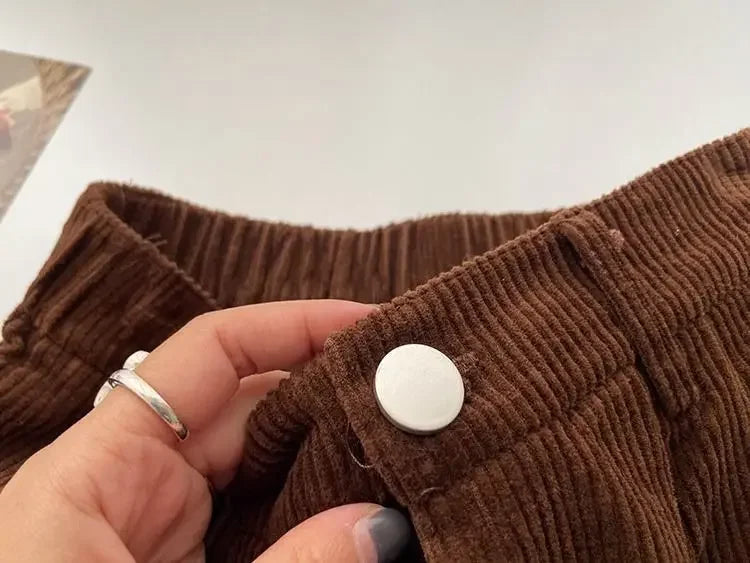 Vintage High Waist Corduroy Pants Women Spring Fall Straight Causal Full Length Trousers Korean Fashion Baggy All Match Pant New