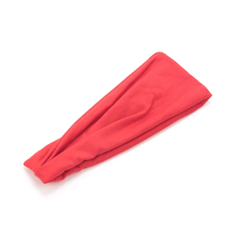 New Women Solid Color Elastic Hair Bands Yoga Headband Fashion Turban Makeup Hair Hoop Vintag Knotted Headwrap Hair Accessories