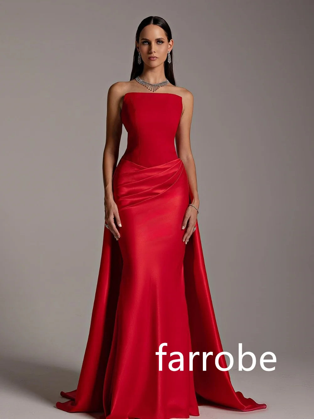 Customized Classic Pleat Mermaid Strapless Long Dresses Bespoke Occasion Dresses Exquisite Modern Style Pastrol Unisex Chinese S