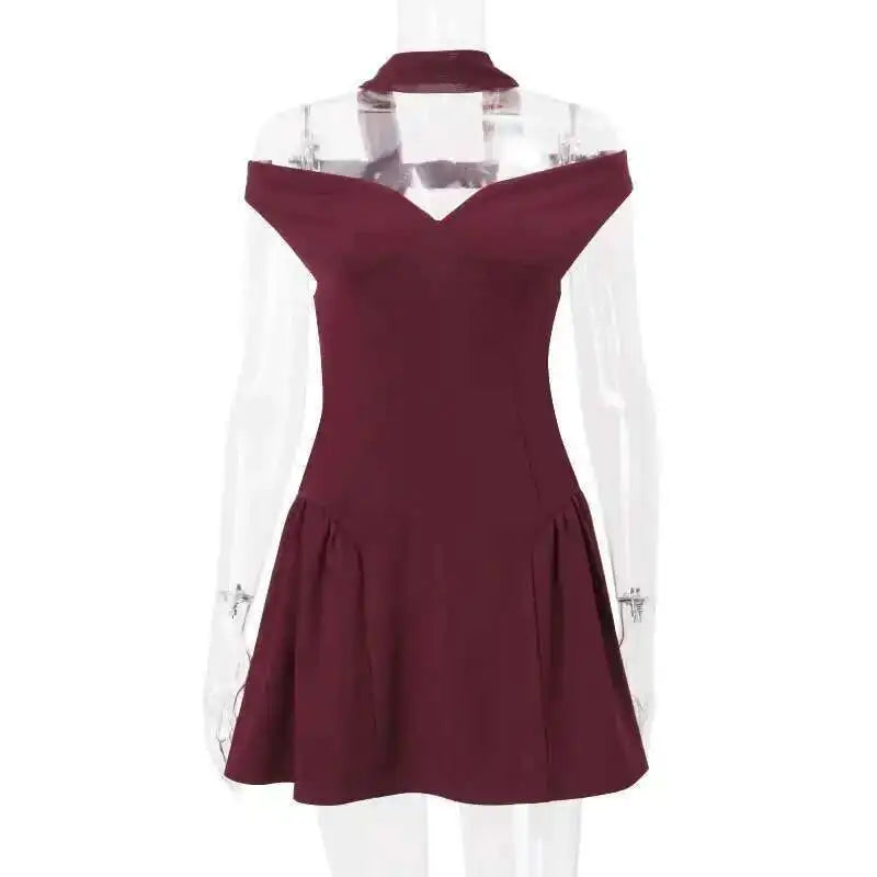 Avrilyaan Deep V Off Shoulder Backless Sexy A-line Dress Women Elegant Party Dress Slash Neck Bodycon Mini Summer Dress Vestidos