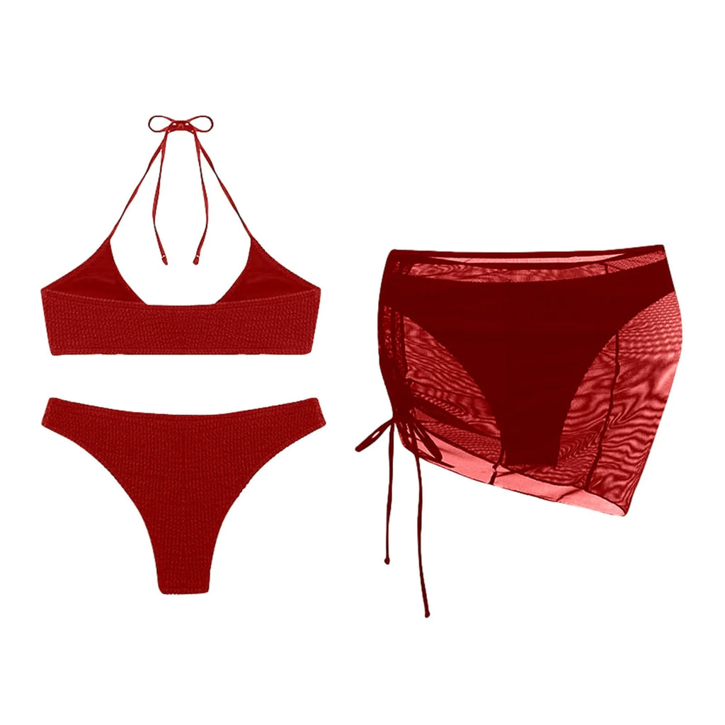 Women'S Summer Beach Swimwear Bikini Cover Up Four Piece Sexy Mesh Cover Up Three Pointed Bikini Swimsuit Fashion Beachwear