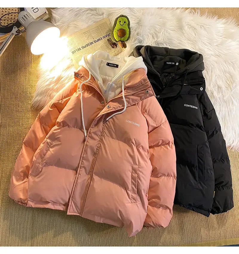Y2K Multi-functional Fake Two Pocket Zipper Down Jacket Thick Coat Korean Version Winter New Winter Leisure Cotton Clothes Women
