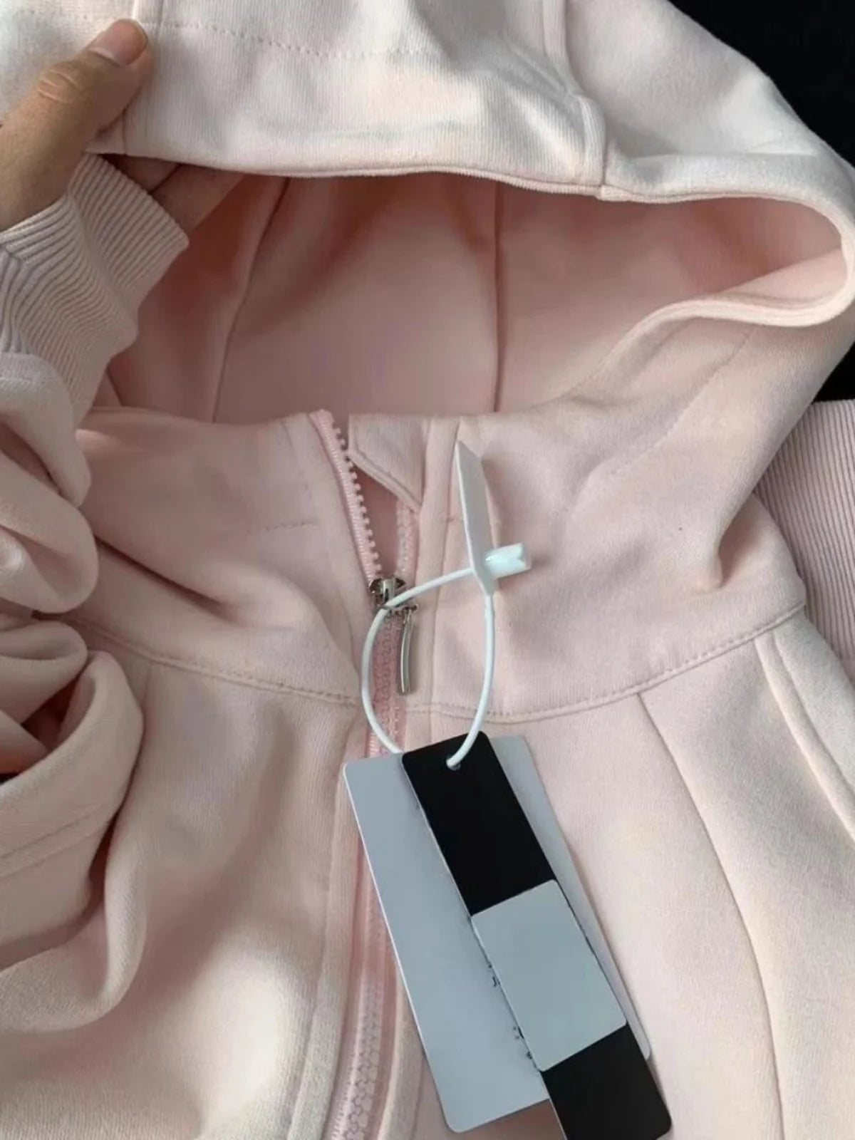 Pink Hooded Open Cardigan Women's Spring Autumn High-End Feeling Korean Sle Long Sve Polyester Fiber Single Piece