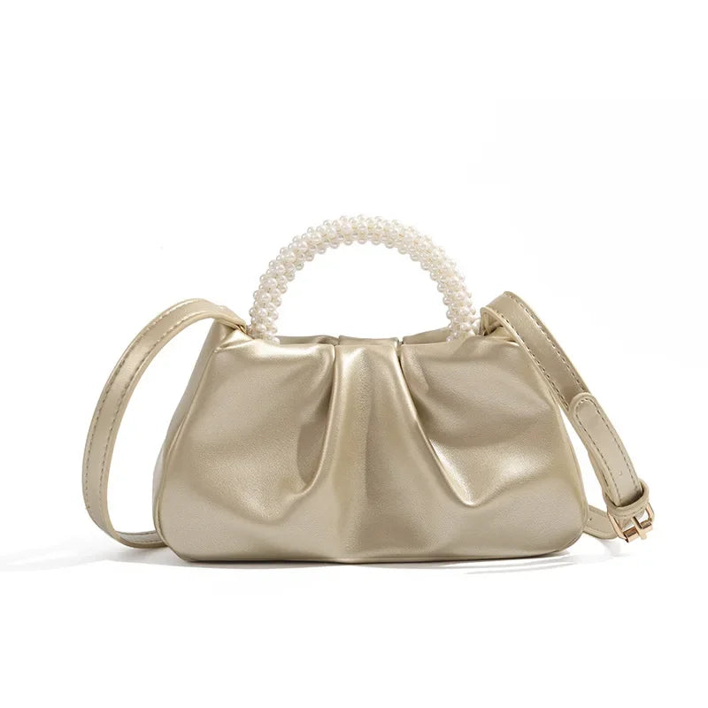 2025 Fashion Pearl Handle Women Dinner Clutch Purse Handbags Luxury Design Ladies Square Shoulder Bag Female Small Messenger Bag