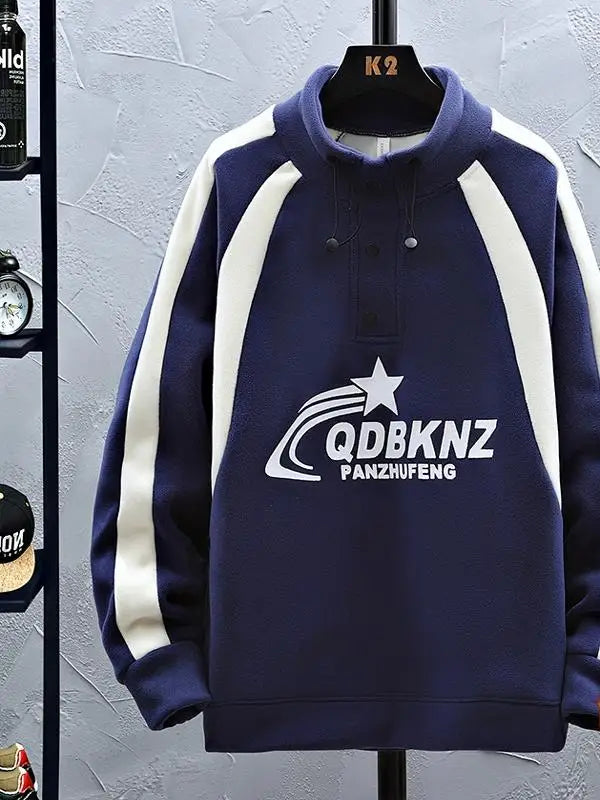 Thiened Fce Hoodie Sweatirt f High Collar Youth Winter Base Layer irt for 3-5 Years Old Boys Casual Print Polye...