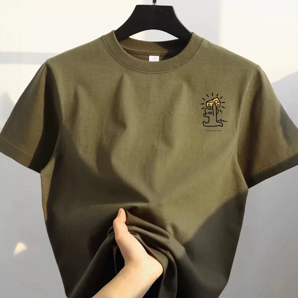 Pure Cotton ort Sve T-irt ex Outlet Store Heavyweight Sweat Absorbent Brand Tag Summer Faion Urban Sle round Ne