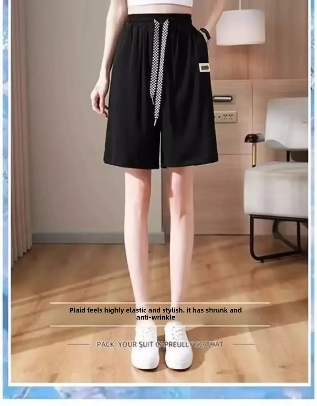 2024 Summer New Men's Women's Hong Kong Style Simple Basic Straight-Leg Casual Ice Silk Draped Shorts